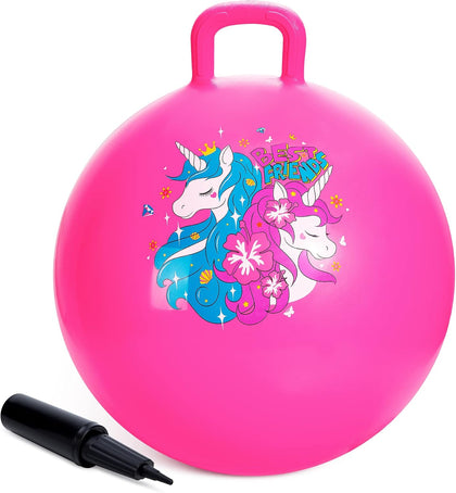 ZOOJOY Unicorn Hopper Ball, 20 in Bouncy Ball with Handle for Kids Age 5-12