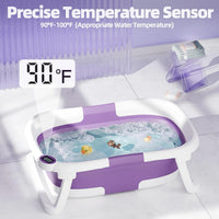 iBabyMax Bañera Plegable para Bebé con Termómetro 0 a 36 Meses Morada