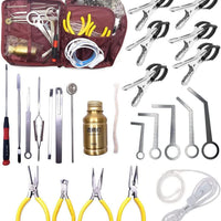 Jiayouy 24PCS Sax Tool Kit, Professional Saxophone Repairing Maintenance Tool Kit with Carry Bag, LED Leak Light, Key Cover Adjusting Tool, Key Indentation Clip, Pliers, Lamp Burner