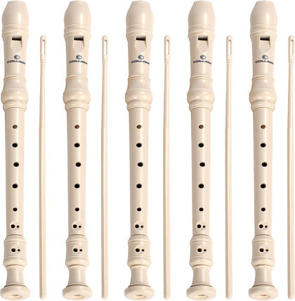 CONJURER 5Pc Soprano Recorder Instrument for Kids Student - German Fingering 8 Hole Flute ABS Descant Recorders for Beginners with Cleaning Rod and Bag for Kids over 3 Years Old
