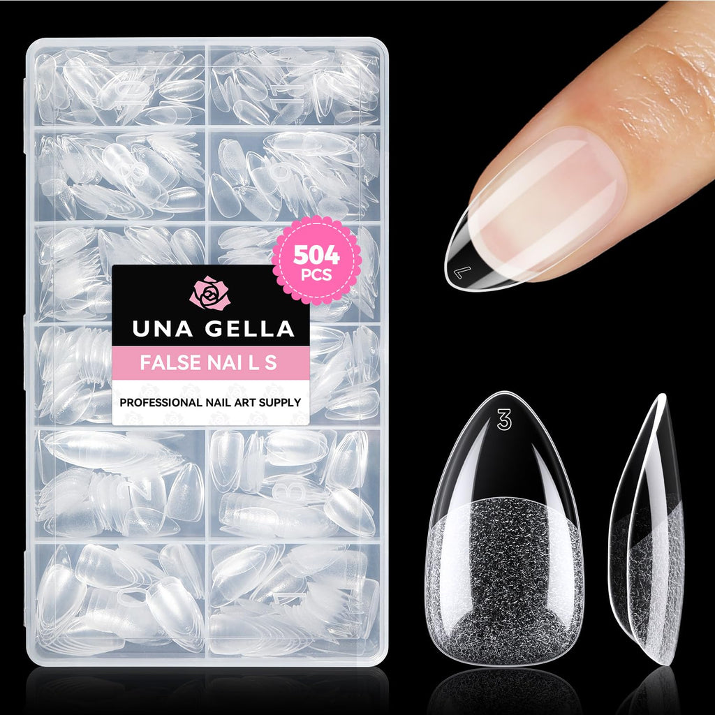 UNA GELLA Short Almond Nail Tips 504PCS Short Fake Nails Soft Press Ons