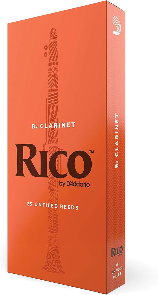 D’Addario Woodwinds - Rico Bb Clarinet Reeds - Reeds for Bb Clarinet - Crafted for Beginners, Students, Educators - Strength 2.0, 25-pack