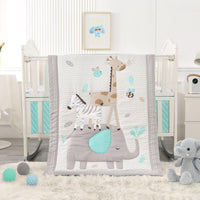 Wowelife Elephant Crib Bedding Set Gray, Premium 3-Piece Baby Bedding Set Elephant, Safari Newborn& Infant Nursery Bedding Set for Baby Boy, Gray