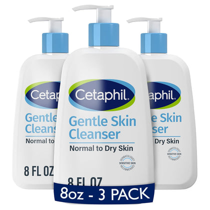 Cetaphil Gentle Cleanser, Hydrating Face Wash, Sensitive Skin, 8oz, 3ct