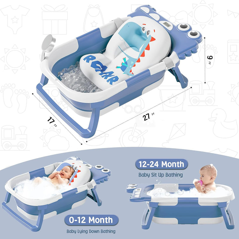 MoreFeel Bañera Plegable para Bebé con Termómetro Toalla y Cojín Modelo 2