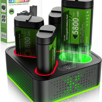 NBSoul Rechargeable Battery Pack for Xbox One/Series X/S,4 x 5800mWh Rechargeable Batteries with RGB Charger Station,Fast Charging Battery Station for Xbox One S/X/X-Sereies S/X