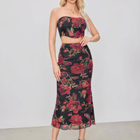 CIDER Women’s Mesh Floral Boho Long Midi Skirts