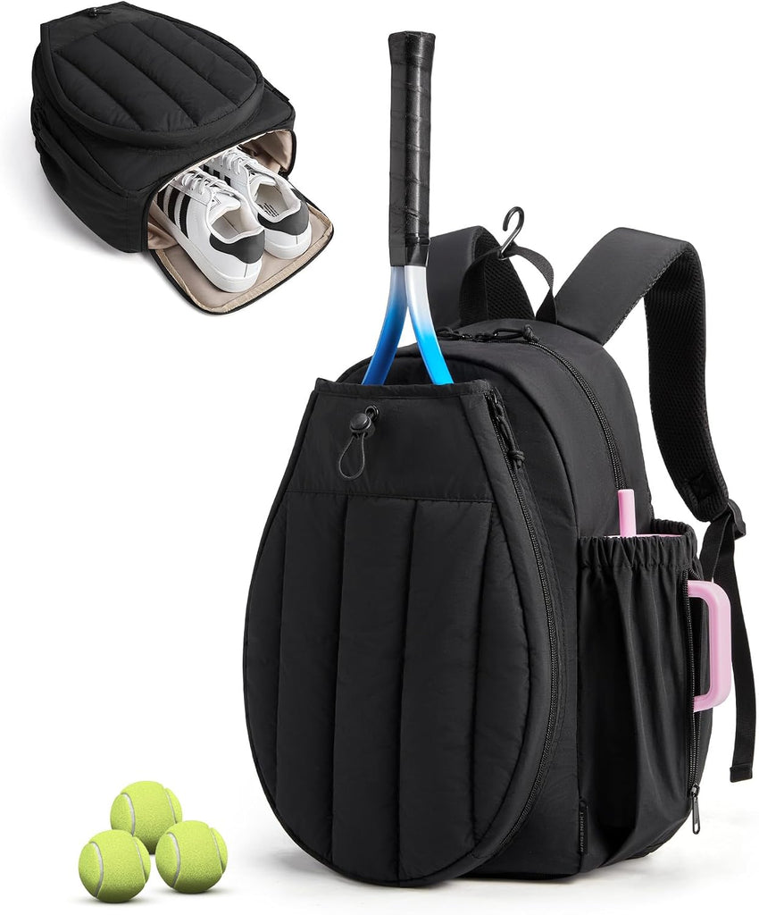 BAGSMART - Bolsa de tenis y gimnasio para mujeres, con compartimento para 2 raquetas,