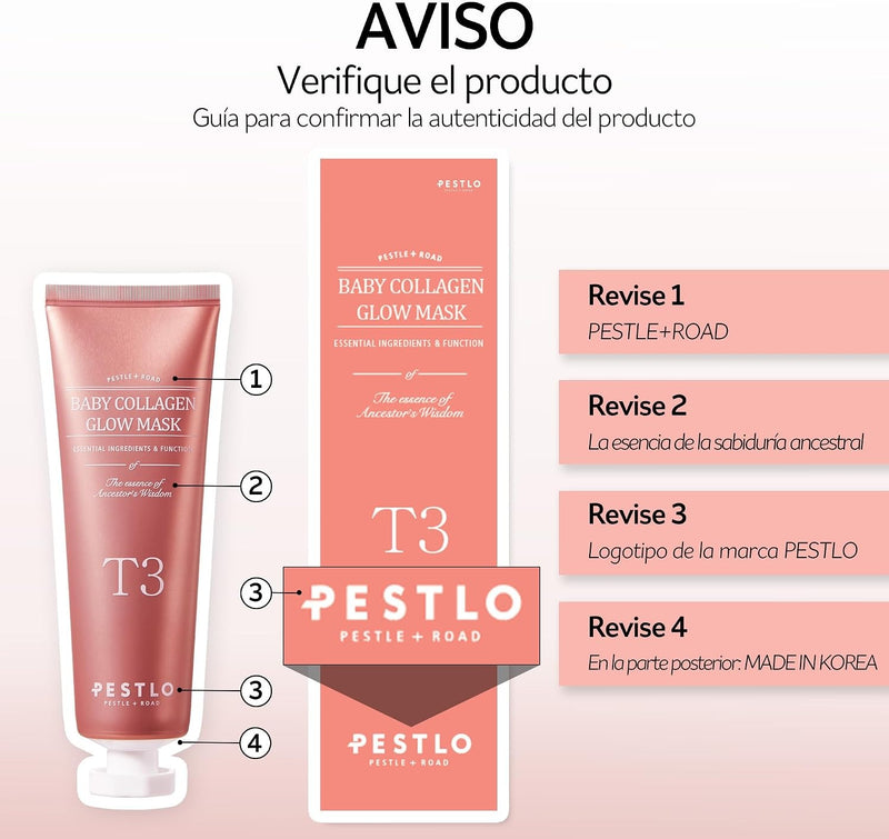PESTLO PESTLE + ROAD PESTLO Baby Collagen Glow Mask 2.36 fl.oz - Korean Peel Off Facial Mask Infused with Reallagen/T3 Vegan Collagen, Aginon, Volufiline for Hydrating, Firming, Glow, Glass Skin