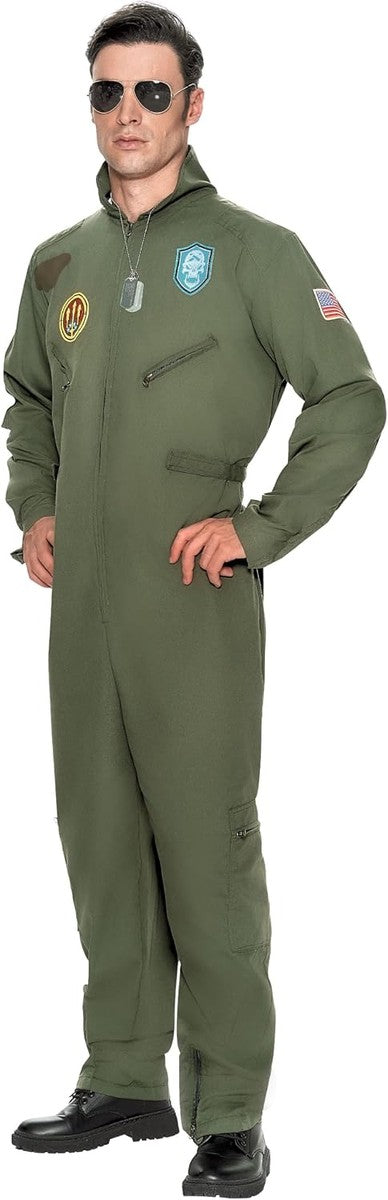 Spooktacular Creations Men’s Fighter Pilot Jumpsuit Adult, Pilot Costume Men with Accessory for Halloween