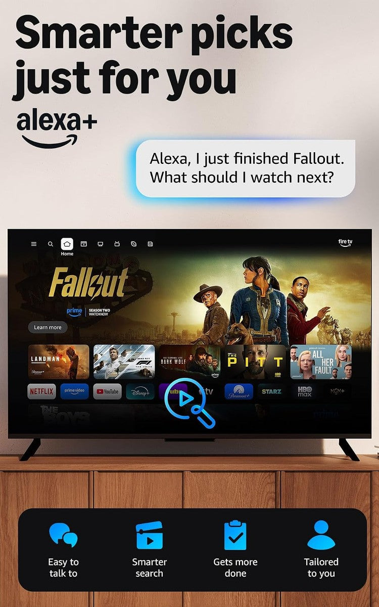 Fire TV Stick 4K Select, start streaming in 4K, AI-powered search, and free & live TV, find shows faster with Alexa+