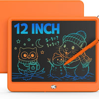 Bravokids 12 Inch LCD Writing Tablet for 3-8 Year Olds - Electronic Drawing Pad and Doodle Board as Educational Birthday Gifts for Girls and Boys (Orange)