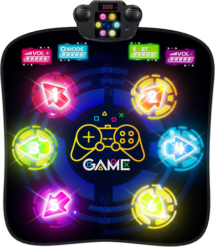 LZFYMXOK Dance Mat, Rhythm Step Dancing Challenge Playmat with 6 LED Lights-up, Built-in Music & Bluetooth, Electronic Dance Mat with 5 Game Modes, Birthday Gifts Toys for Girls Age 3-12 Year Old