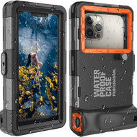 GYEFECVD 𝟐𝟎𝟐5 Underwater Snorkeling Diving Phone Case for Phone 16/15/14/13/12/11 Pro Max/XR/XS/X Galaxy S8/S9/S10.[50ft/15m] Professional Scuba Dive Waterproof Case Underwater Photo Video Black