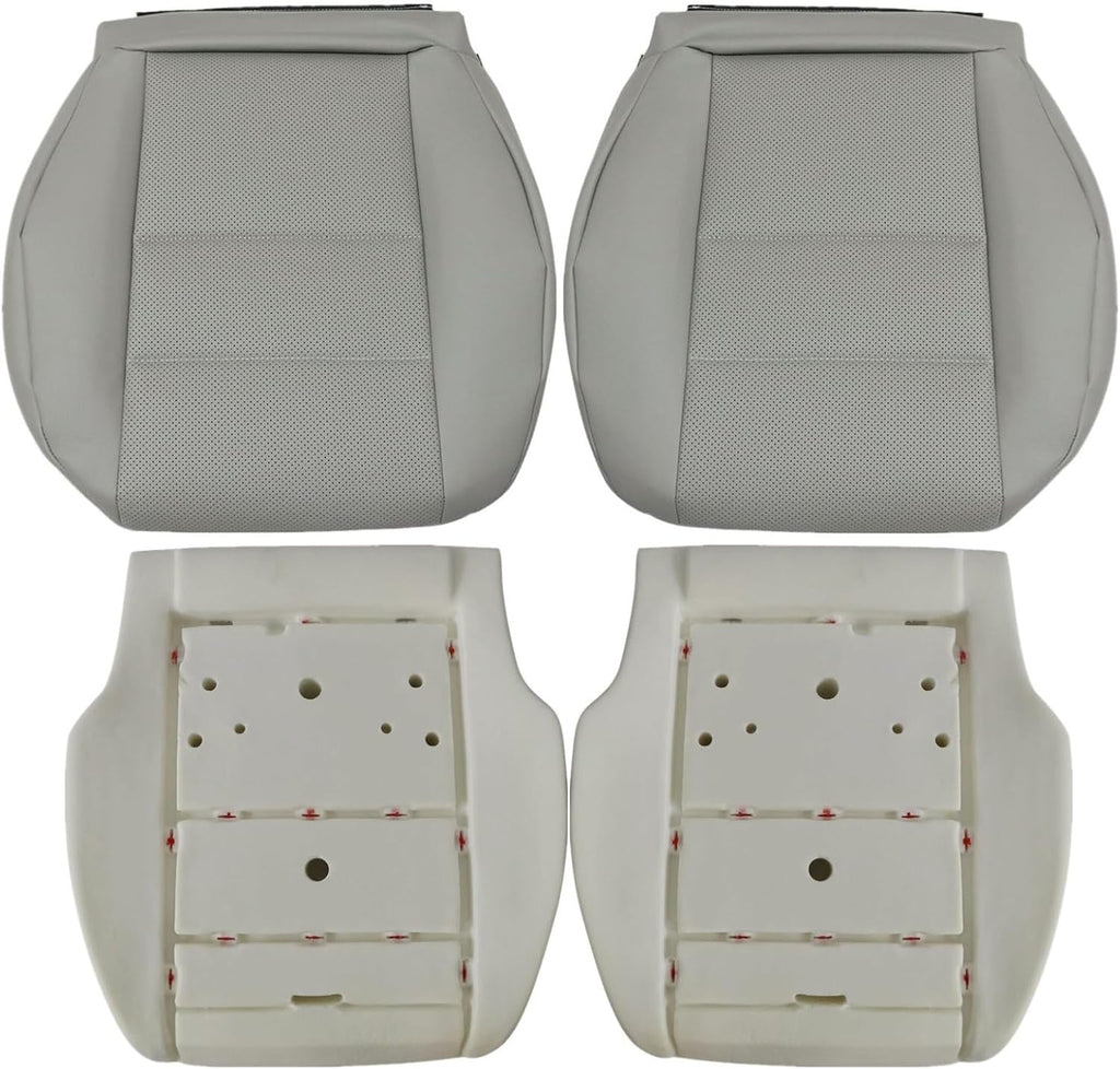 NLQR Driver & Passenger Bottom & Foam Cushion Replacement Leather Seat Cover Gray fit for Mercedes Benz GLK250 GLK280 GLK300 GLK350 2008-2015 fit for Mercedes Benz C250 C300 C350 C350e C400 2008-2014