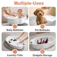 Spluvvly Bañera Plegable Grande para Bebé con Termómetro y Cojín Lila