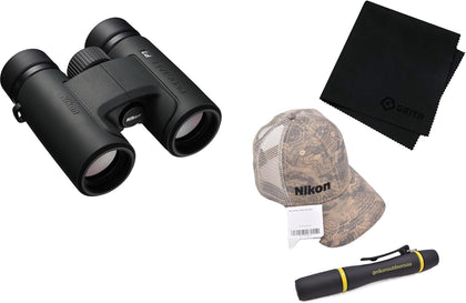 Nikon PROSTAFF P7 8x30mm Binoculars, Topo Hat, Lens Pen & Gritr Microfibre Kit - High-Magnification Wide FOV Waterproof