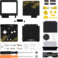 IPS Ready Upgraded eXtremeRate Custom Replacement Housing Shell for Gameboy Advance SP GBA SP – The Great GOLDEN Wave Off Kanagawa - Black Compatible with Both IPS & Standard LCD – No Console & Screen