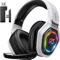 Ozeino Wireless Gaming Headset for PS5, PC, Switch| Lossless Audio-40H Batt - Black and White