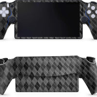 Carbon Fiber Gaming Skin Compatible with PS5 Portal Remote Player - Black Argyle - Premium 3M Vinyl Protective Wrap Decal Cover - Easy to Apply | Crafted in The USA by MightySkins