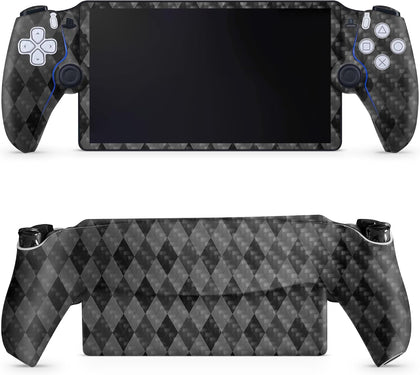 Carbon Fiber Gaming Skin Compatible with PS5 Portal Remote Player - Black Argyle - Premium 3M Vinyl Protective Wrap Decal Cover - Easy to Apply | Crafted in The USA by MightySkins
