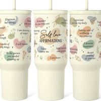 SANDJEST Inspirational Tumbler with Handle 40oz, Daily Positive Inspiration Coffee Cup Stainless Steel Travel Mug, Motivational Gifts for Women Girls Friends Coworker, Gift for Christmas Birthday