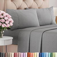 King Size 4 Piece Sheet Set - Breathable & Cooling Sheets - Heathered Grey