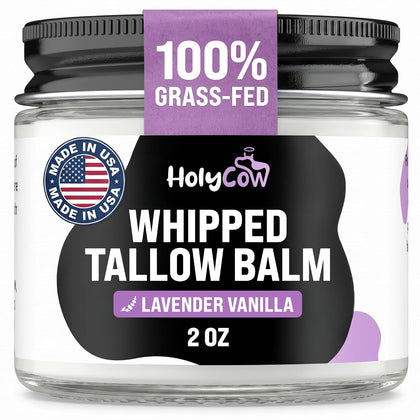 HolyCow Grass Fed Beef Tallow For Skin, Jojoba Oil, 2 Oz - Lavender Vanilla
