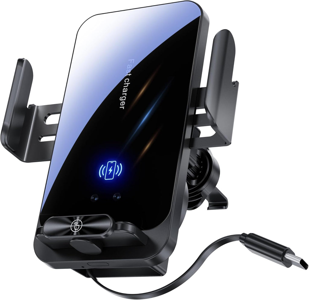 HOLIKLJY Magnetic Phone Holder Car Wireless Charger, 66W Fast Charging Phone Mount 360 Adjustable Rotatable Auto-Clamping Car Vent for Mount - Dashboard Phone Holder for iPhone/Android/Samsung (Black)