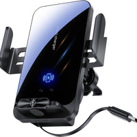 HOLIKLJY Magnetic Phone Holder Car Wireless Charger, 66W Fast Charging Phone Mount 360 Adjustable Rotatable Auto-Clamping Car Vent for Mount - Dashboard Phone Holder for iPhone/Android/Samsung (Black)