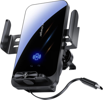 HOLIKLJY Magnetic Phone Holder Car Wireless Charger, 66W Fast Charging Phone Mount 360 Adjustable Rotatable Auto-Clamping Car Vent for Mount - Dashboard Phone Holder for iPhone/Android/Samsung (Black)