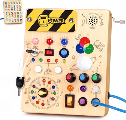 Grarain Busy Board for Toddlers - Montessori Educational Toy for 1-3 Year Old Boys & Girls | Travel-Friendly Sensory Learning Activity | Ideal for Kids with Autism(Busy Board v5)