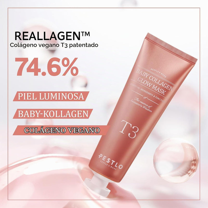 PESTLO PESTLE + ROAD PESTLO Baby Collagen Glow Mask 2.36 fl.oz - Korean Peel Off Facial Mask Infused with Reallagen/T3 Vegan Collagen, Aginon, Volufiline for Hydrating, Firming, Glow, Glass Skin