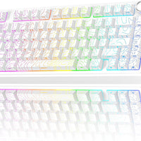 AULA F75 Pro Wireless Mechanical Keyboard with Knob,75% Hot Swappable Custom Gaming Keyboards,RGB Backlit,Pre-lubed Switches,Side Printed PBT Keycaps Creamy Sounding Computer Keyboard, Line White