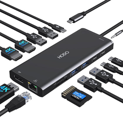 USB C Docking Station Dual Monitor,Laptop Docking Station 3 Monitors for HP
