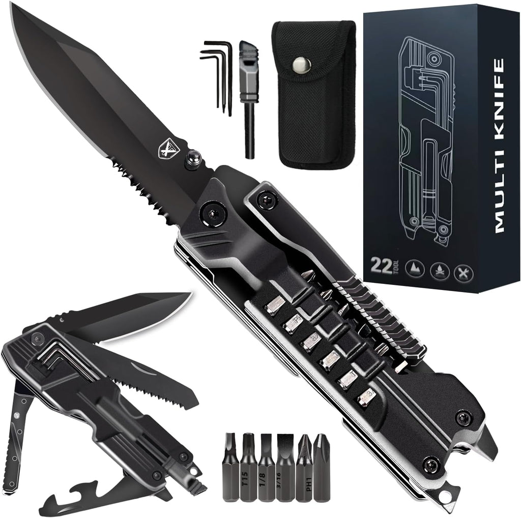 Titorld Multitool Pocket Knife Folding Knife for Men 21 in 1, Fathers Day, Anniversary Birthday Gifts for Men Dad Him Husband 7.8 Inch
