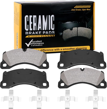 HECHENQICHE D1349 Front Ceramic Brake Pads Kit Fit For Porsche Cayenne 2028-2016, For Porsche Macan 2016-2017, For Porsche Panamera 2010-2016, For Volkswagen Touareg 2011-2017