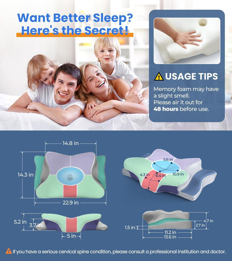 Cozyplayer Ultra Pain Relief Cooling Pillow for Neck Support, Adjustable Cervical