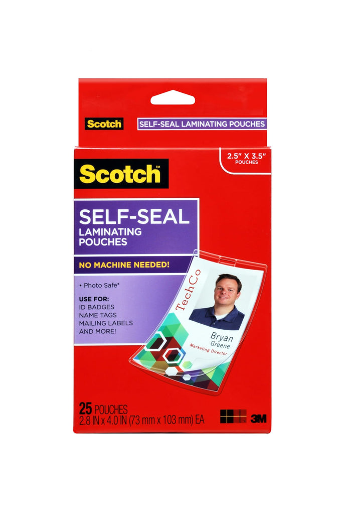 Scotch Self-Sealing Laminating Pouches, 2.25 Inches x 3.5 Inches