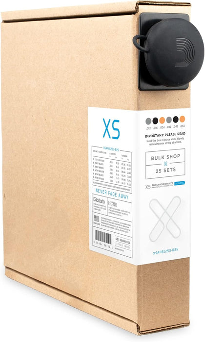 D'Addario XS Phosphor Bronze Coated Acoustic Guitar Strings 12-53, 25 Sets