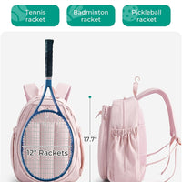 BAGSMART - Bolsa de tenis y gimnasio para mujeres, con compartimento para 2 raquetas,