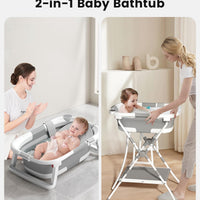 BALLA BALEIN Bañera 2 en 1 con Soporte Plegable y Cojín Suave Gris Modelo 2