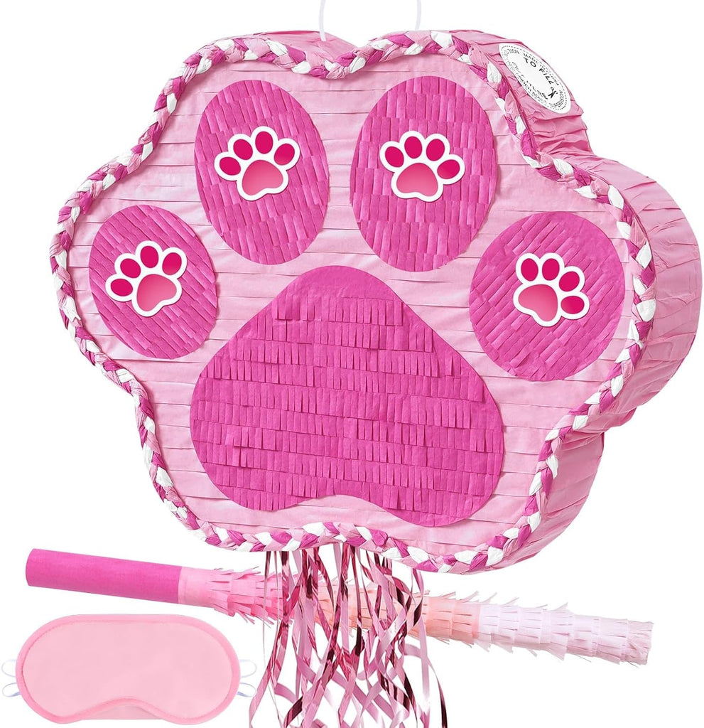 WERNNSAI Pink Dog Paw Piñata - Dog Piñata Pet Theme Party Games Girl