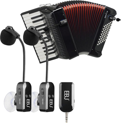 EBJ 2.4G Instrument Microphone Receiver with Detachable Suction Cup for Guitar Violin Cello Accordion Speakers Pickup Stage Performance Live Noise Reduction Microphone 100ft Range (KX-801-2)