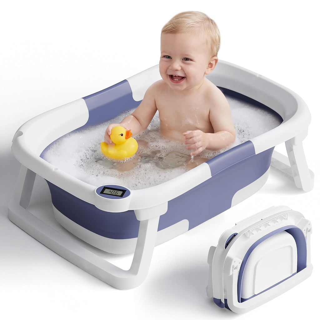 iBabyMax Bañera Plegable para Bebé con Termómetro 0 a 36 Meses Azul