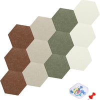 MECCANIXITY 12Pcs Hexagon Acoustic Panels 7.9 x 6.9 x 0.47" B1 Fireproof Soundproof Foam Panels with 7 Push Pins for Wall Decoration Home Studio(Deep Coffee,Deep Brown,Dark Brown,Light Yellow)
