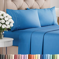 King Size 4 Piece Sheet Set - Breathable & Cooling Sheets - Royal Blue