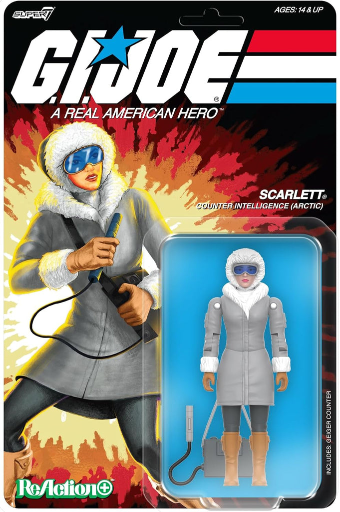 Super7 Reaction+ G.I. Joe Arctic Scarlett - 3.75" G.I. Joe Action Figure with Accessories - Classic Cartoon Collectibles and Retro Toys