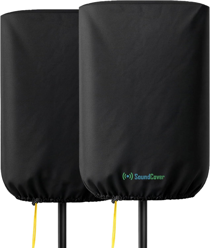 SoundCover Professional Grade 600D Protective Cover for Stand Mounted 12" PA/DJ Powered Speaker - Black - Includes a 420D Storage Bag and reinforced yellow Paracord 700 draw cord
