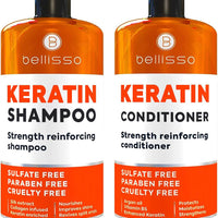 Keratin Shampoo and Conditioner Set - Sulfate Free and Paraben Free - Salon Thickening Treatment for Dry, Damaged, Curly, Frizzy, Straight or Color Treated Hair - Anti Frizz Formula for Women and Men
